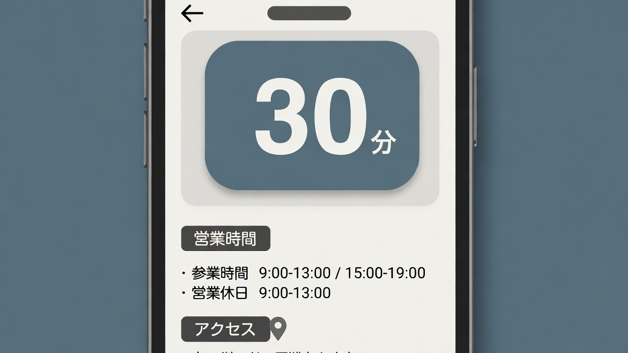 ホームページに表示された待ち時間ウィジェット